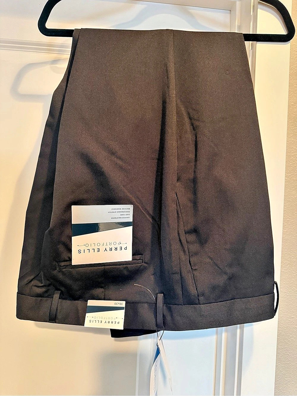 Perry Ellis Slim Fit Performance Dress Pants Black Pants 38x30 NWT